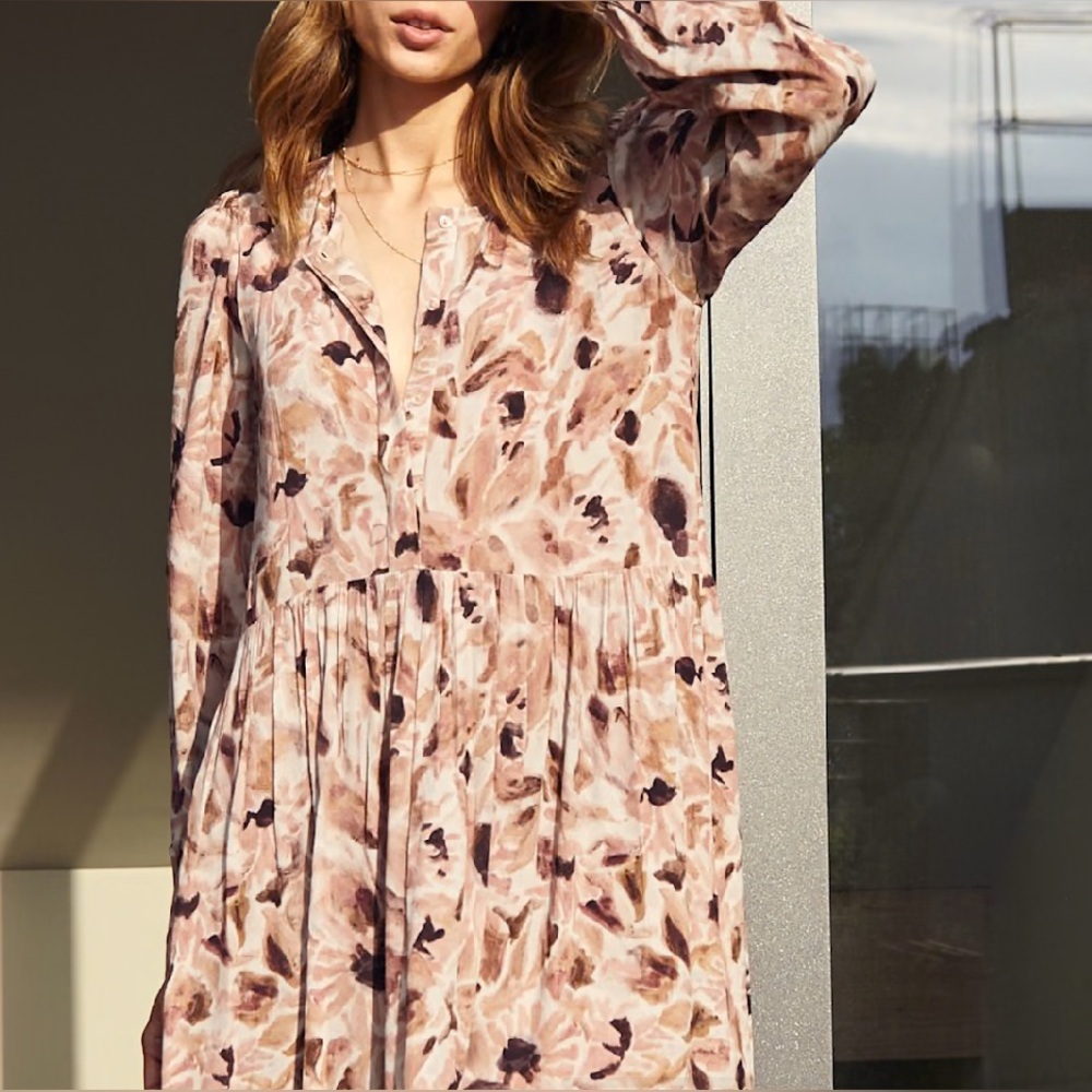 aritzia Wilfred Barossa Maxi Dress Floral Long Sleeve Medium  Dress - Picture 3 of 12